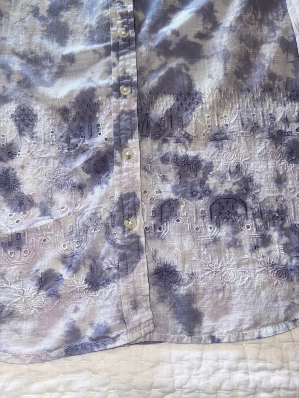 Pilcro Women’s Blue Cate Boho Eyelet Embroidered Button Down Top S EUC - Picture 3 of 12